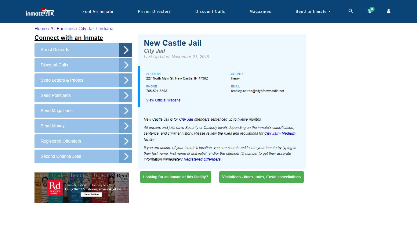New Castle Jail | Inmate Locator