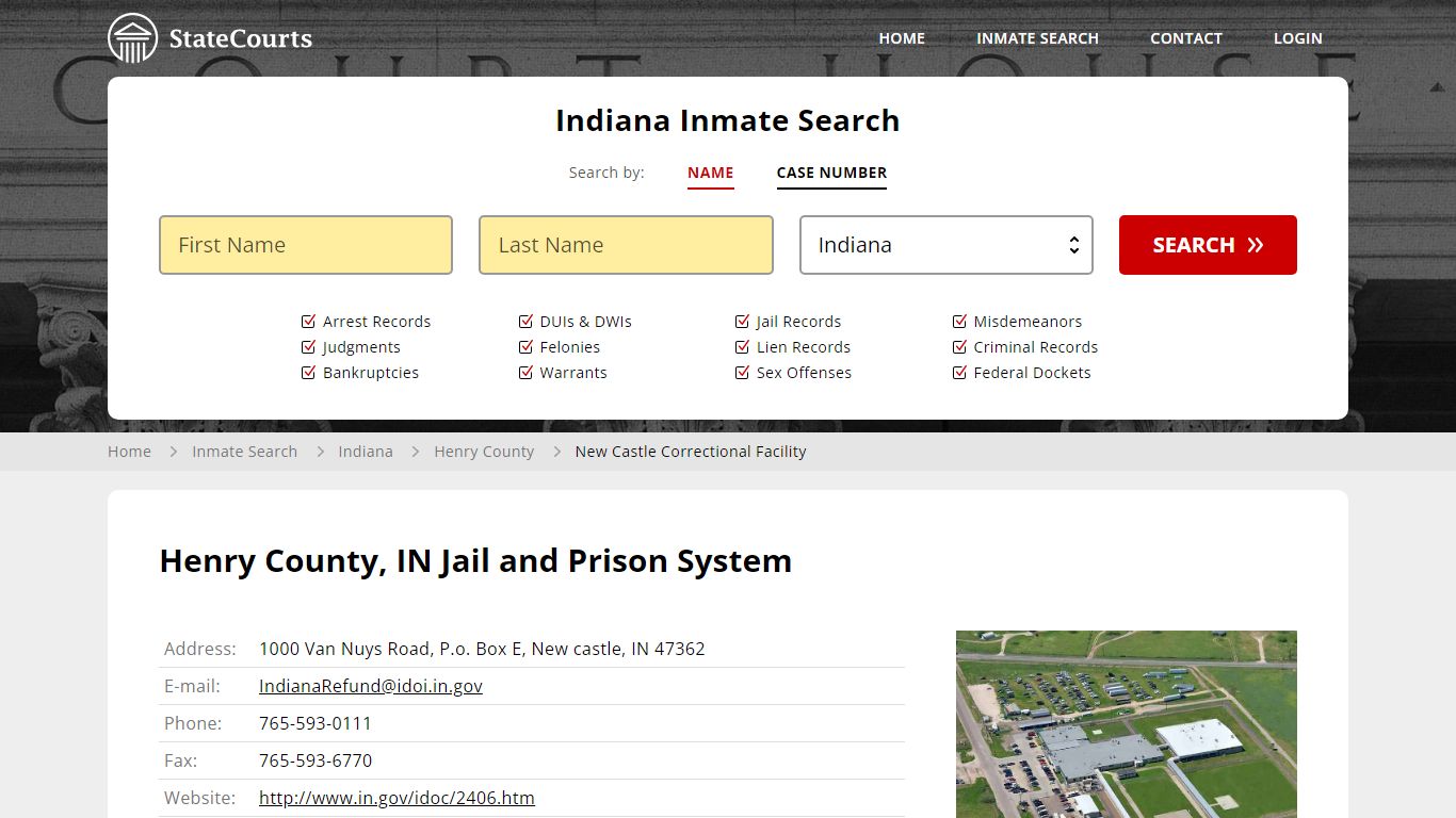 New Castle Correctional Facility Inmate Records Search, Indiana ...